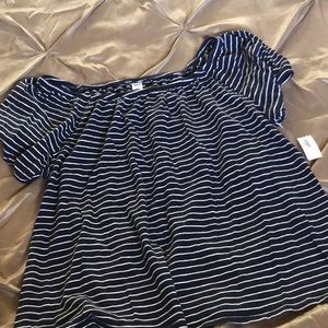 Old navy navy and white strip off the shoulder top